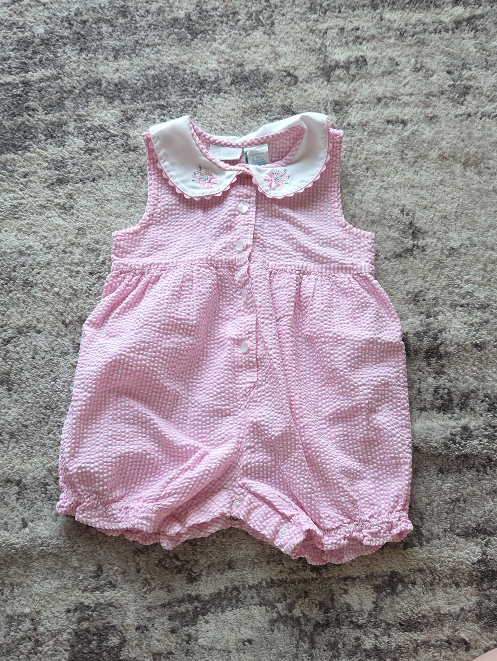 Vintage Carter's Pink Seersucker Bubble Romper Size 18 Mos